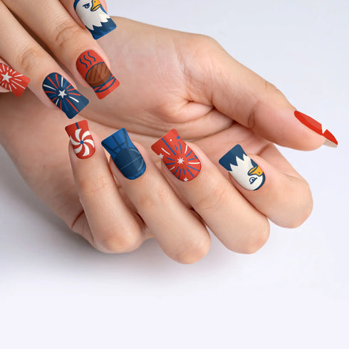 Midnight Sparkle Glitz New Year Blue Press-On Nails